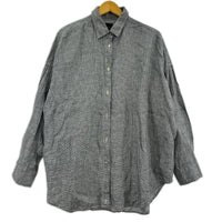長袖シャツ 25ss 80リネンカシュクールLSシャツ ブラック
