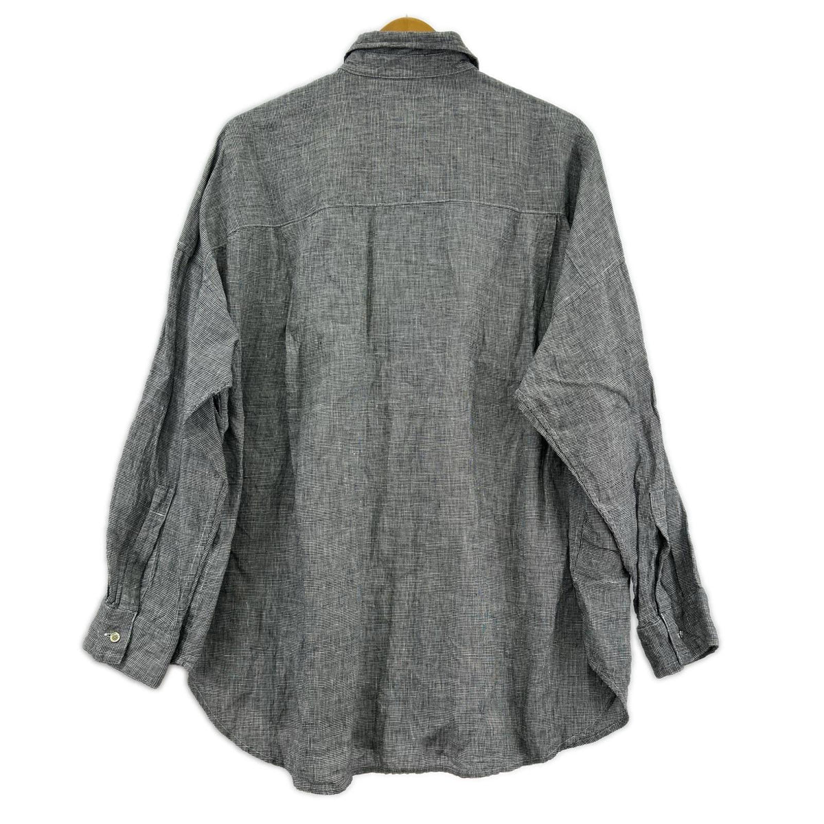 長袖シャツ 25ss 80リネンカシュクールLSシャツ ブラック
