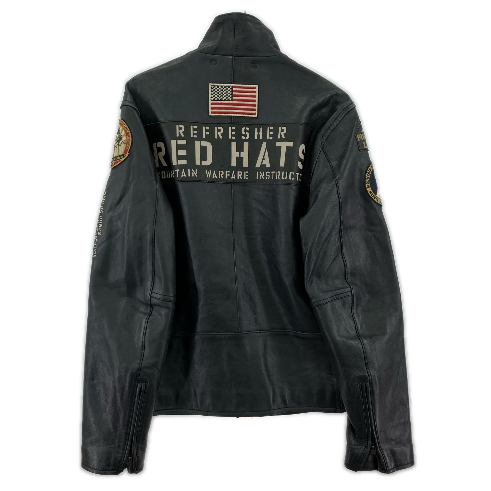 レザージャケット PATCHED RIDERS JACKET RED HATS (XL) ブラック