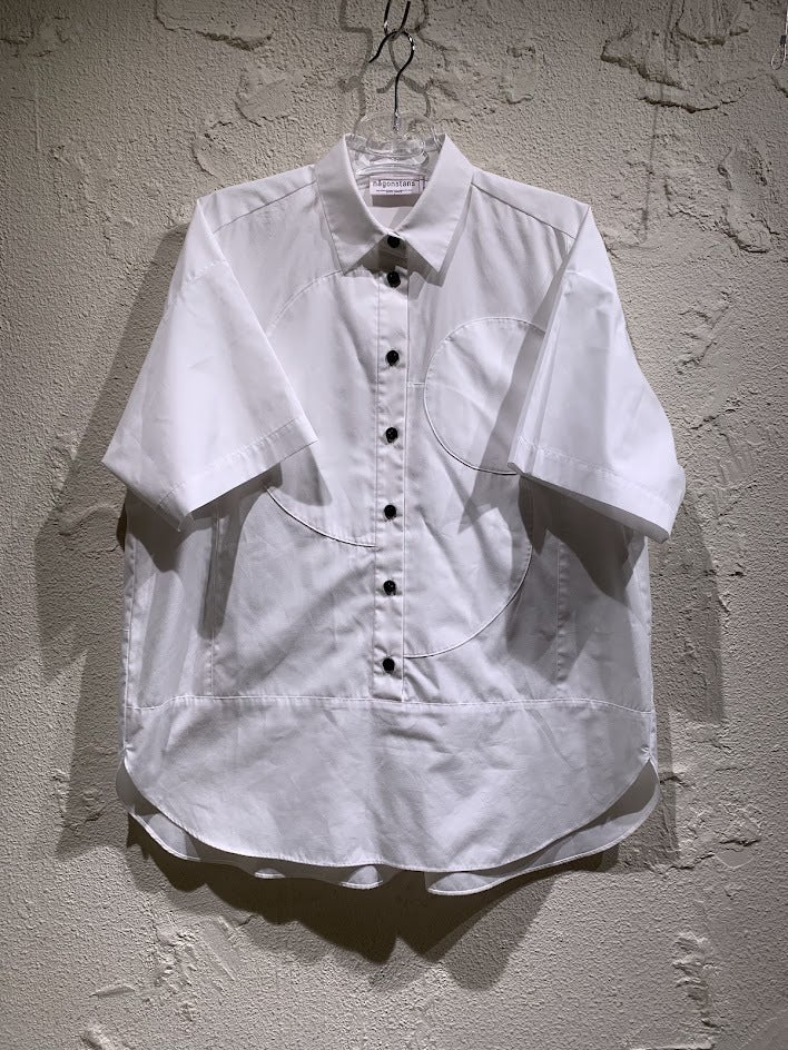 半袖シャツ 25ss nagonstans dot-motif shirt M ホワイト