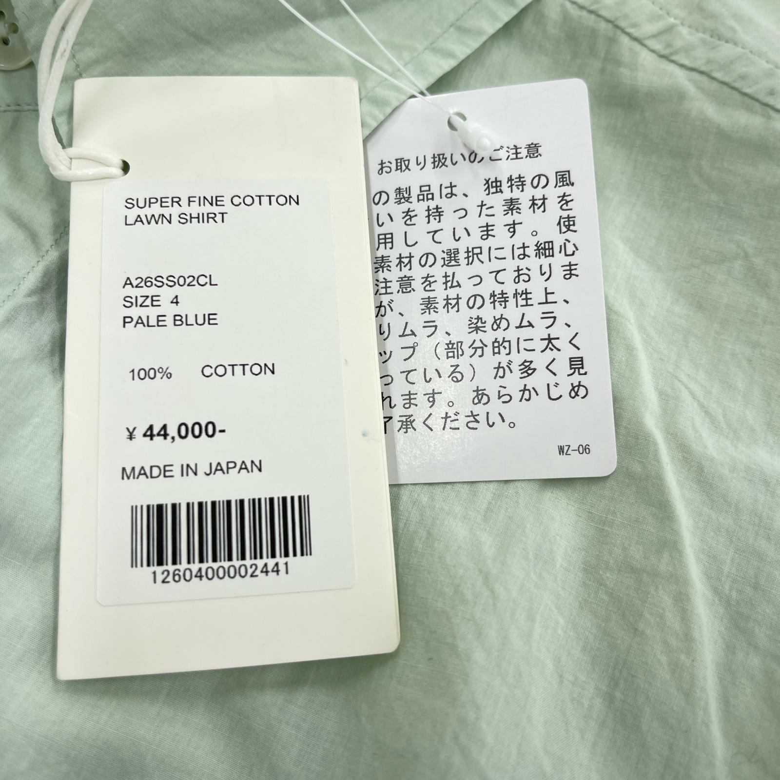 長袖シャツ AURALEE 26SS SUPER FINE COTTON LAWN SHIRT 4 ミント