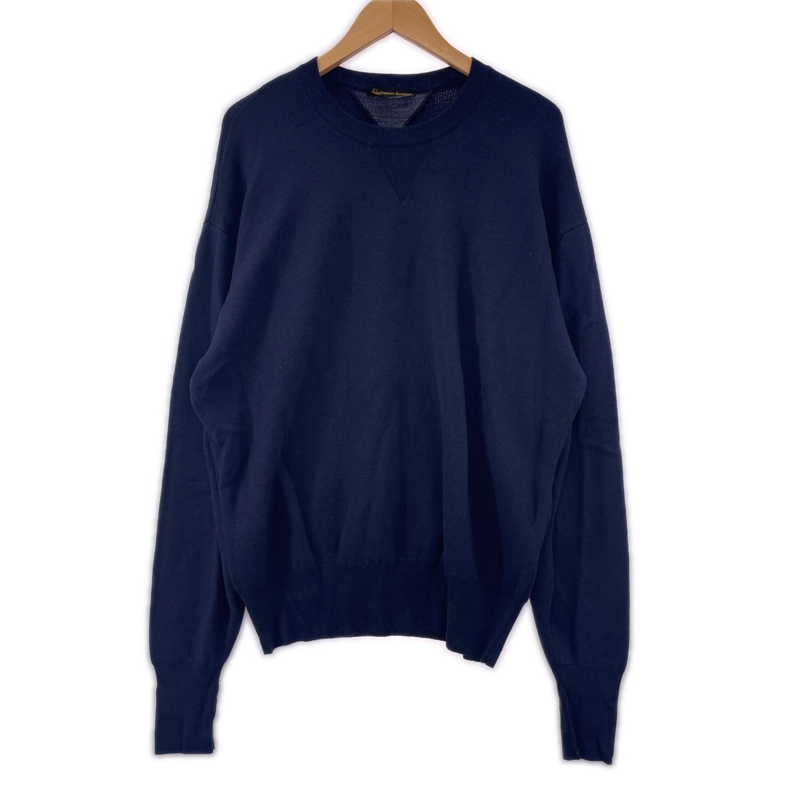 ニット ×JOHN SMEDLEY 1980 Double V Pullover 紺 L L