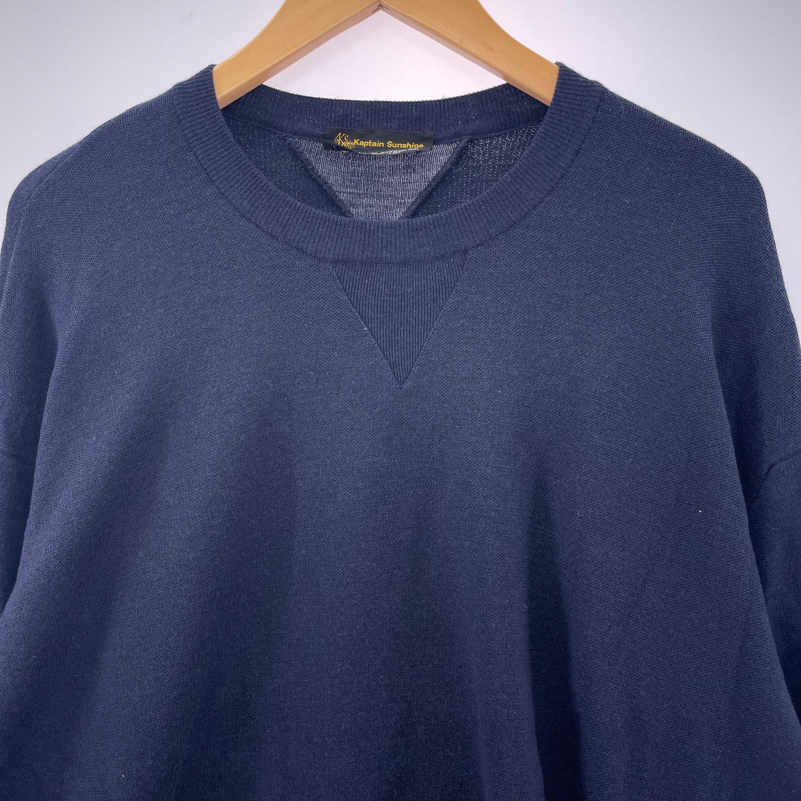 ニット ×JOHN SMEDLEY 1980 Double V Pullover 紺 L L