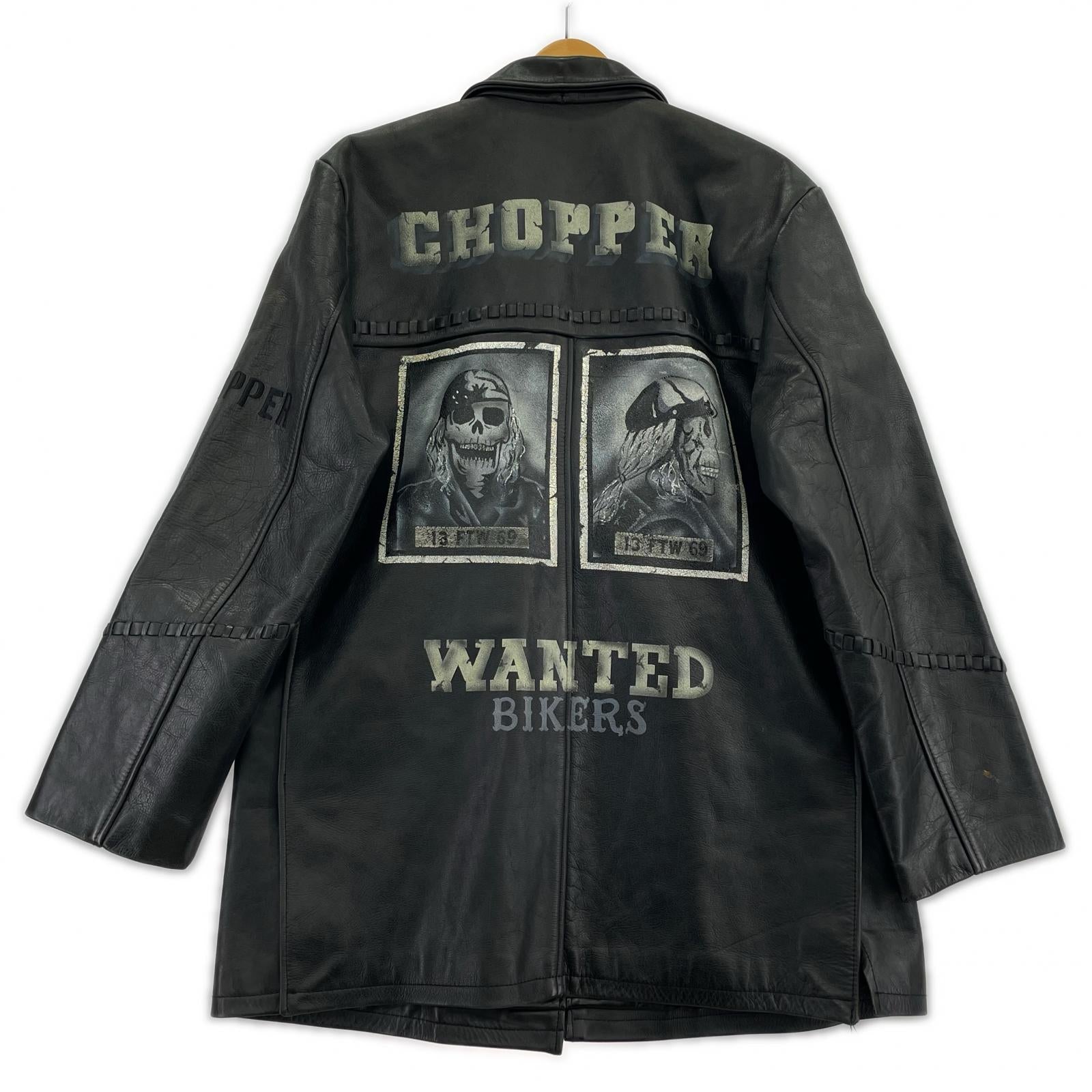 ジャケット CHOPPER レザ―コート プリント 黒 M M ブラック