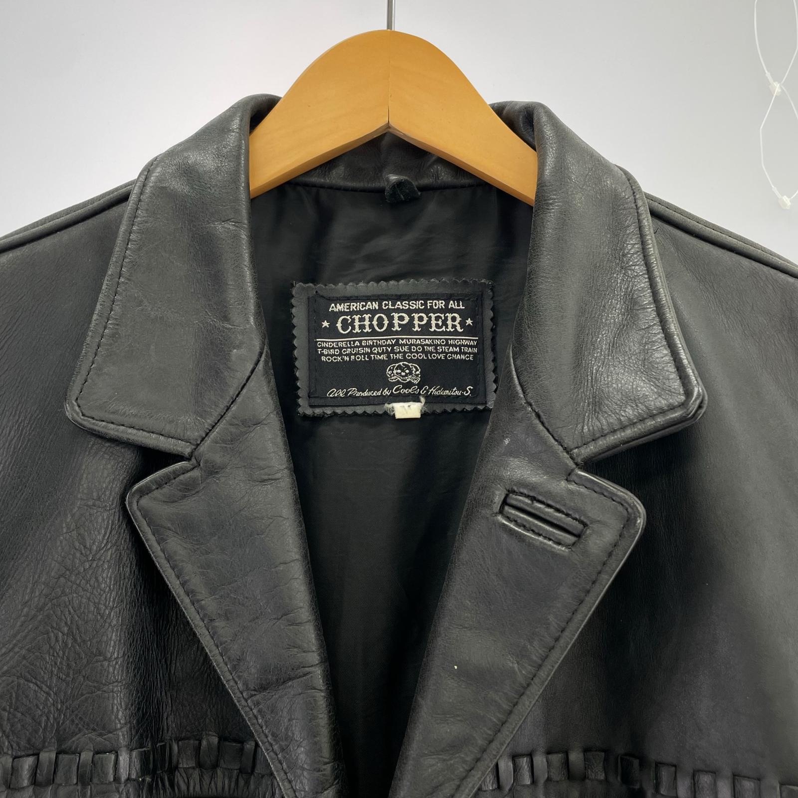 ジャケット CHOPPER レザ―コート プリント 黒 M M ブラック