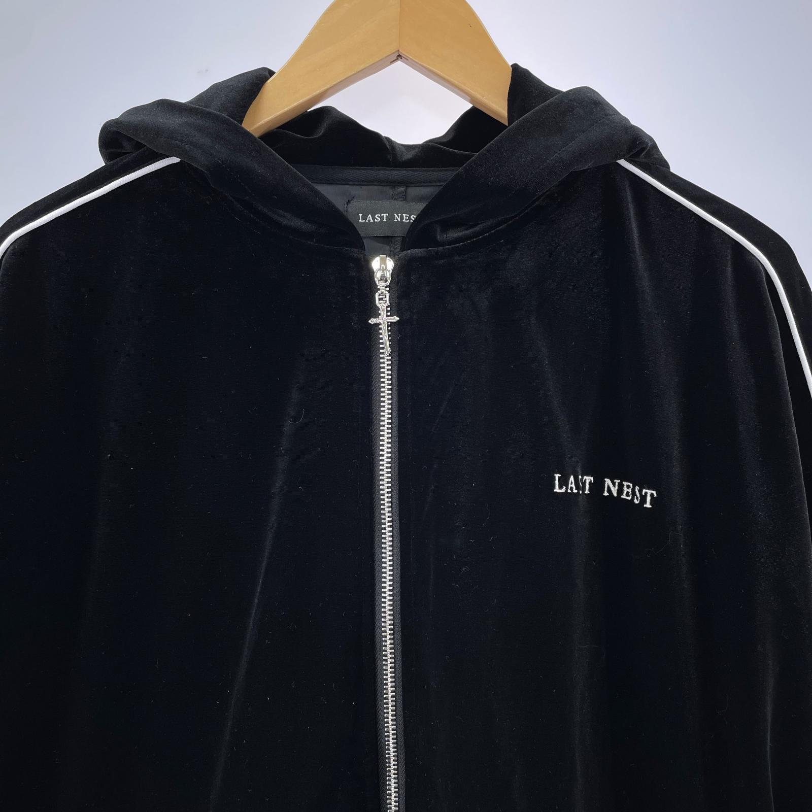 パーカー LAST NEST ベロアジップパーカー ブラック L L ブラック