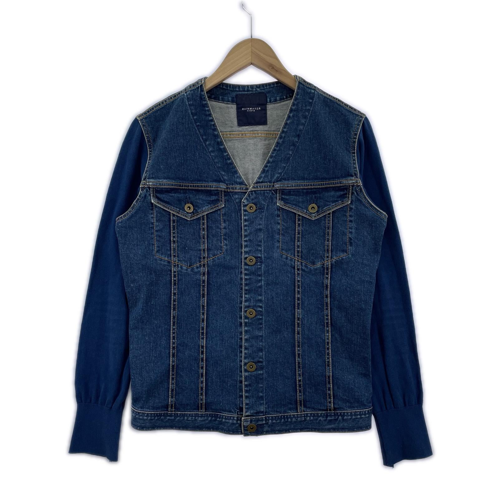 デニムジャケット RAINMAKER KNIT SLEEVE DENIM JACKET (46) 46 ネイビー