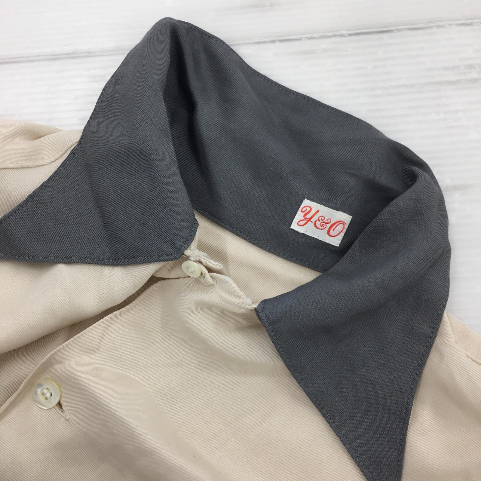 半袖シャツ YOUNG&OLSEN オープンカラー レーヨン 切替 ベージュ (3) 3 ベージュ