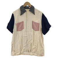 半袖シャツ YOUNG&OLSEN オープンカラー レーヨン 切替 ベージュ (3) 3 ベージュ