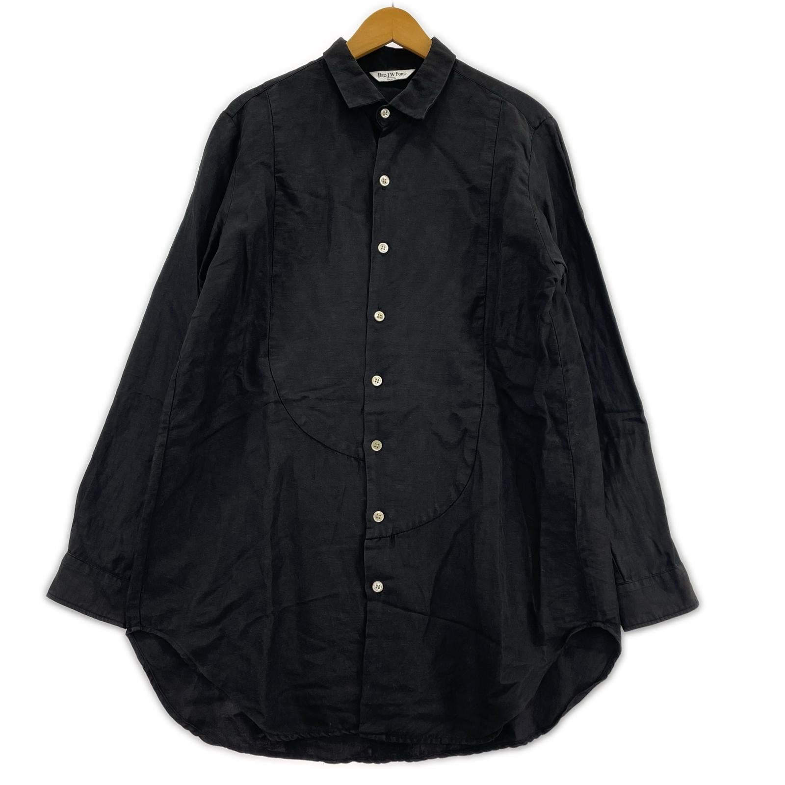 長袖シャツ BED J.W. FORD リネンシルク デザインロングシャツ 1 ブラック 1 ブラック