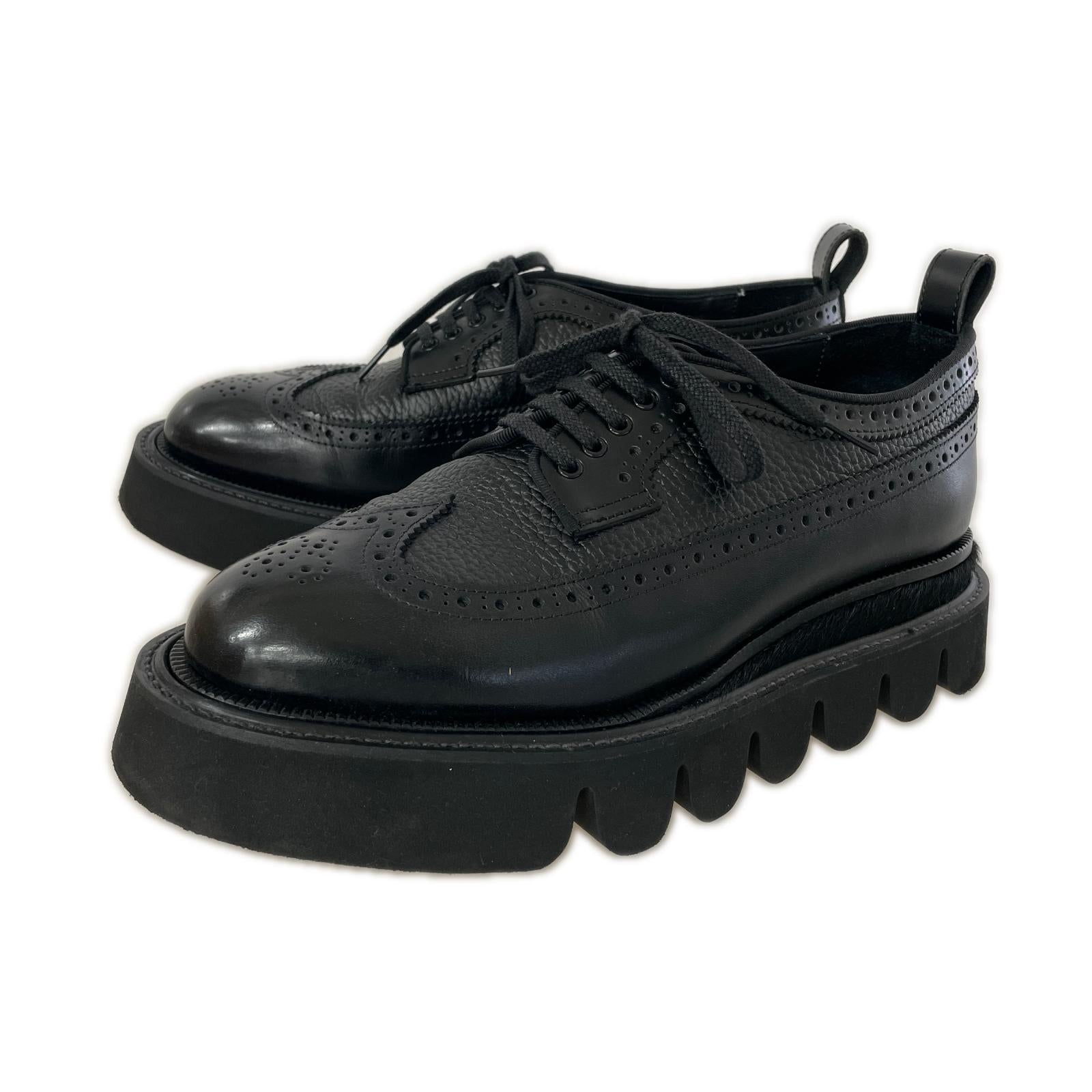 シューズ Hender Scheme meadow gurnica ボリュームソール レザーシューズ 8 ブラック ブラック