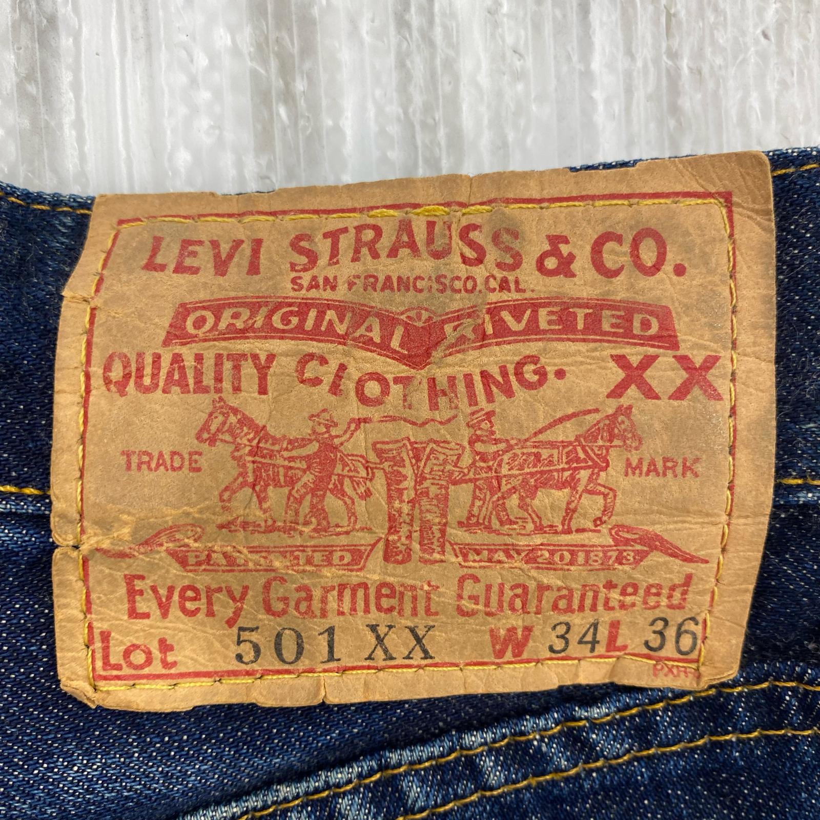 デニムパンツ 90s 復刻 501XX USA製 W34 L36 34 ブルー