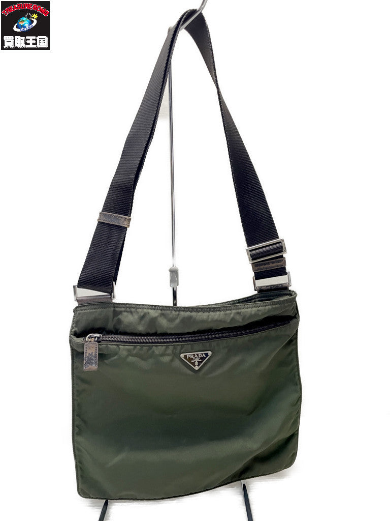 PRADA ナイロンスクエアショルダーバッグ オリーブカーキ