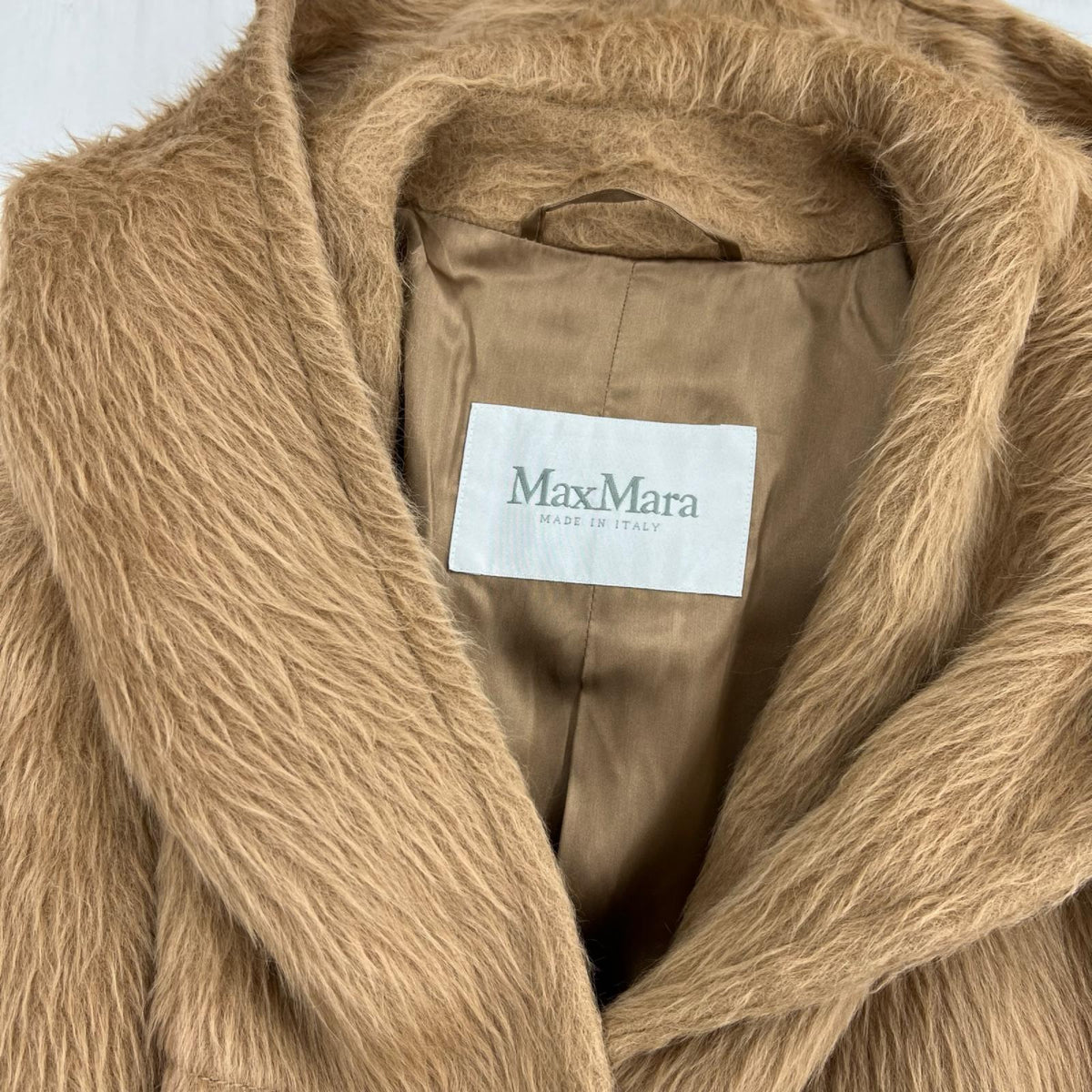 ジャケット Max Mara アルパカシルク シャギーフーデットコート 42 ブラウン 42
