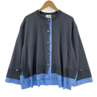 ニット LANVIN en Bleu シャツトリムニットコンビカーディガン 38