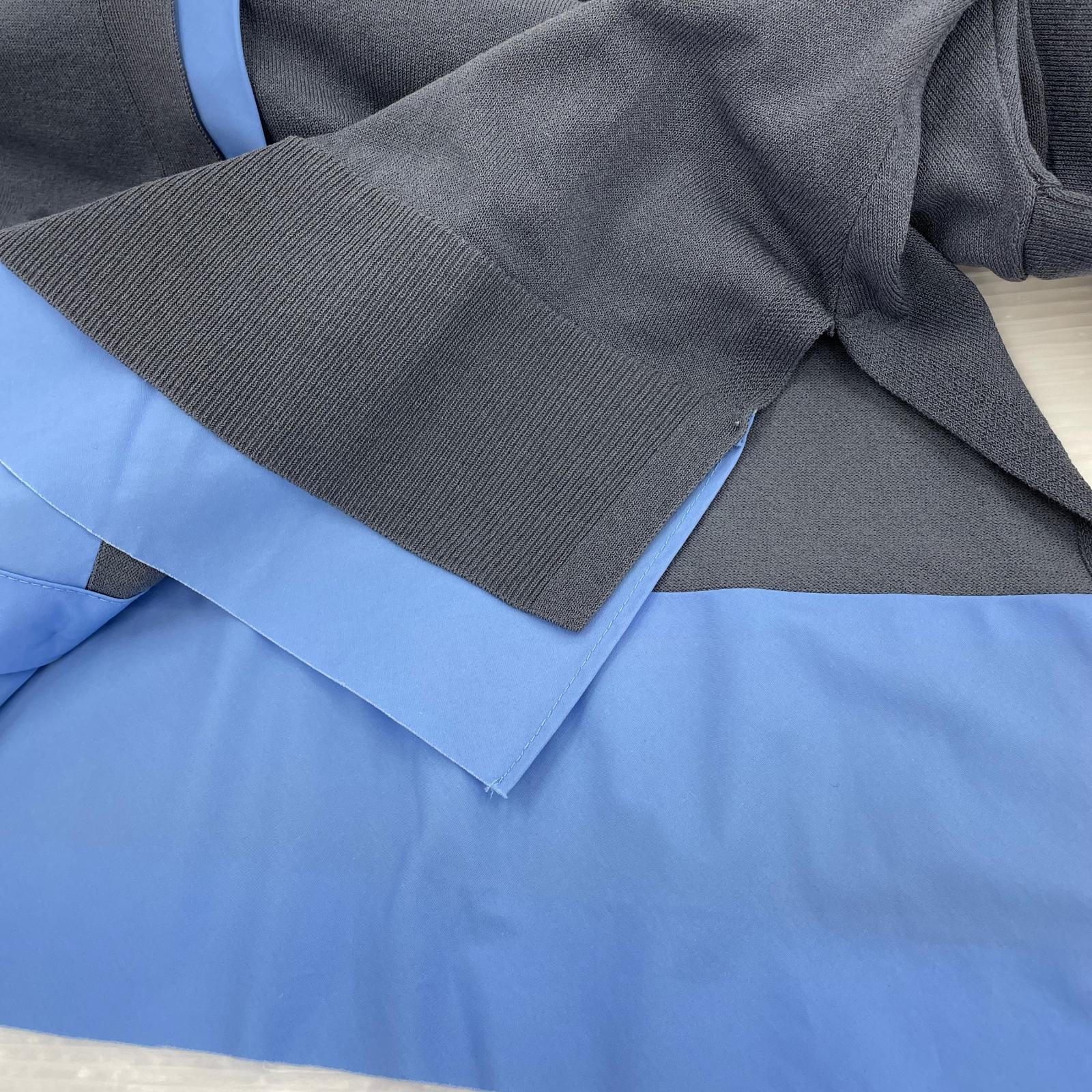 ニット LANVIN en Bleu シャツトリムニットコンビカーディガン 38