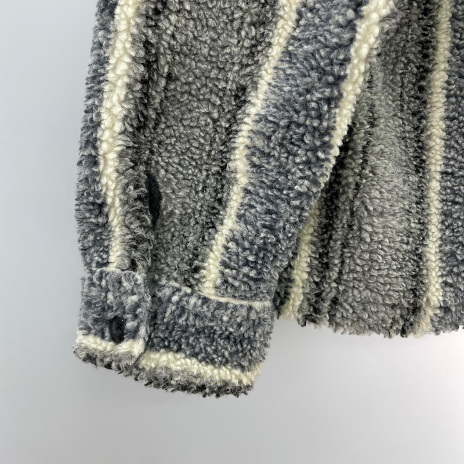 ジャケット STRIPE SHERPA SHIRT (M) M グレー