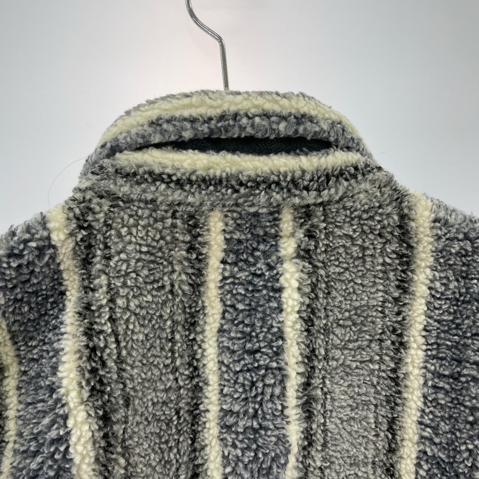 ジャケット STRIPE SHERPA SHIRT (M) M グレー