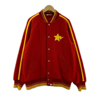 ブルゾン ロゴ刺繍/VARSITY JACKET/ウールスタジャン/赤/L L レッド