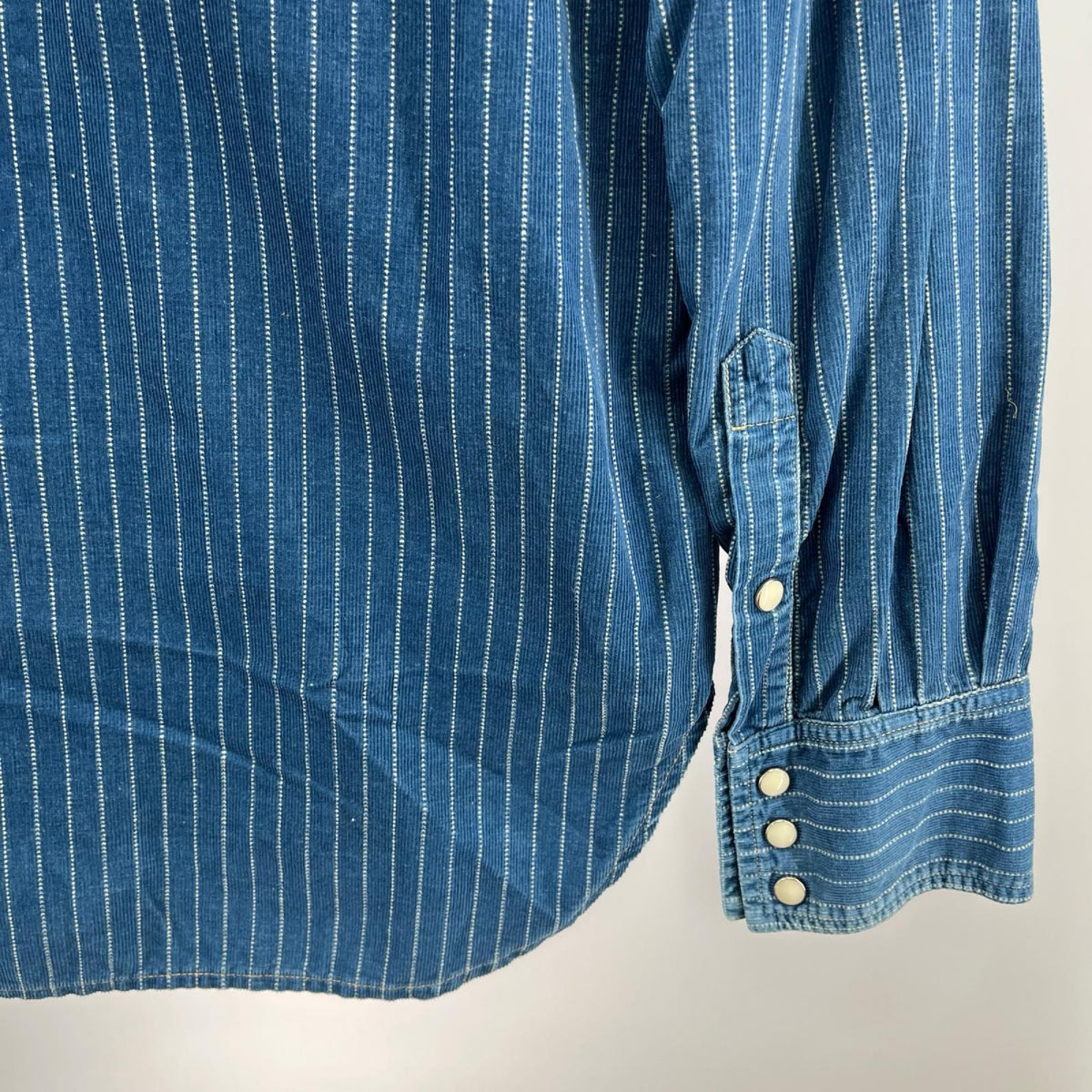 長袖シャツ ストライプ ウエスタンシャツ 青 (L) L ブルー