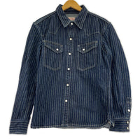 長袖シャツ THE FLAT HEAD ウォバッシュストライプシャツ 38 インディゴ 38