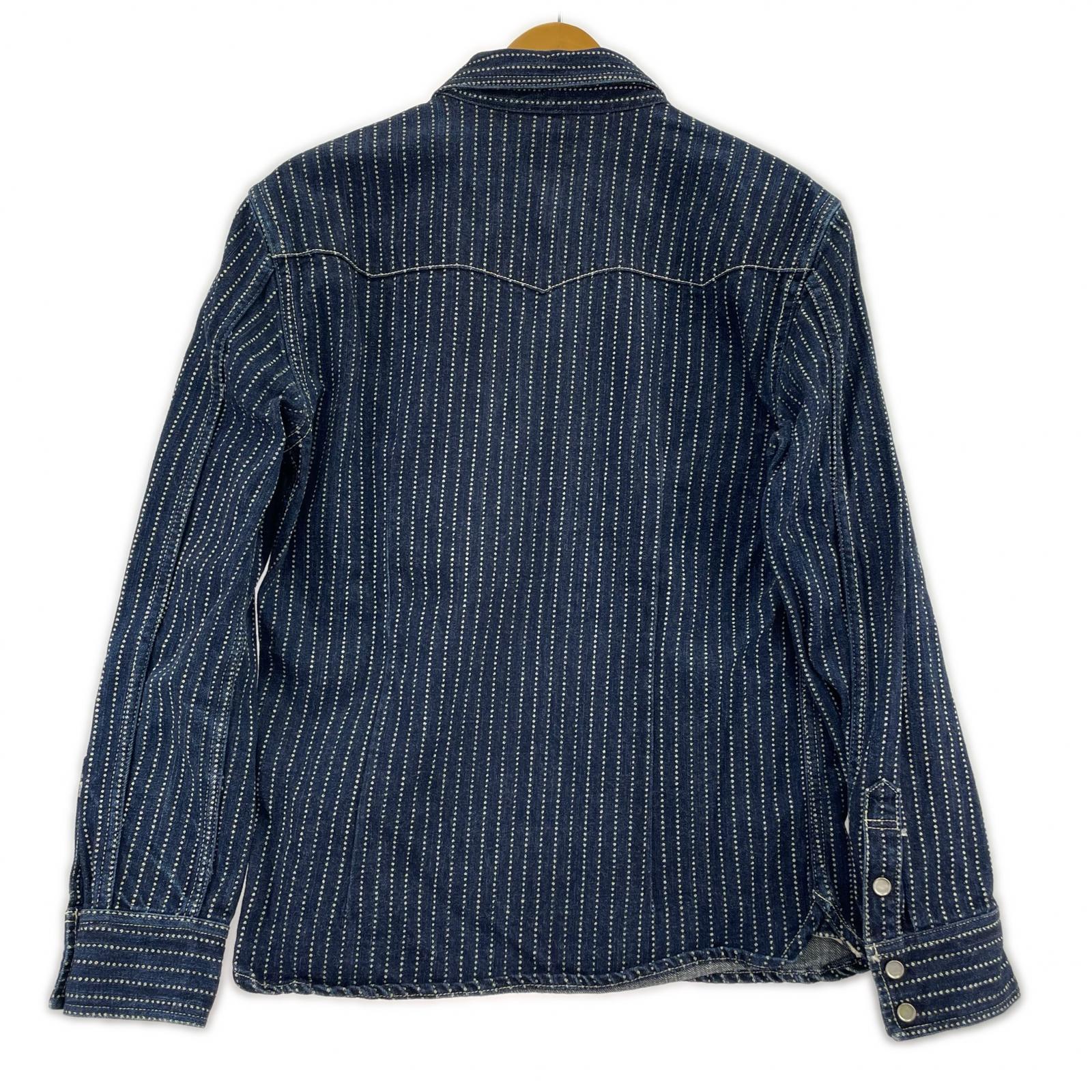 長袖シャツ THE FLAT HEAD ウォバッシュストライプシャツ 38 インディゴ 38
