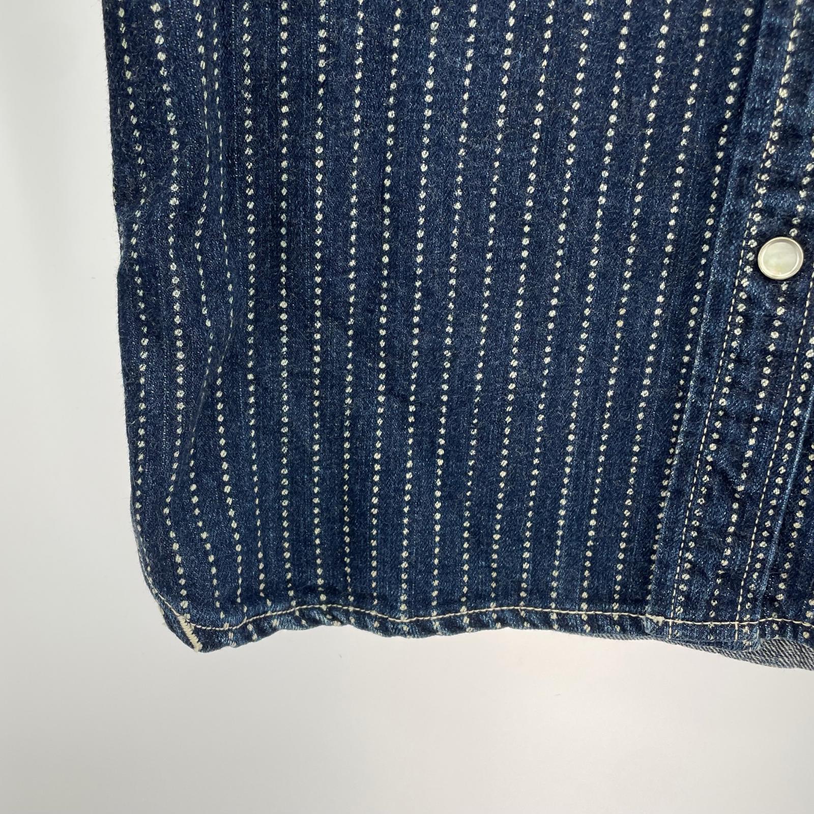 長袖シャツ THE FLAT HEAD ウォバッシュストライプシャツ 38 インディゴ 38