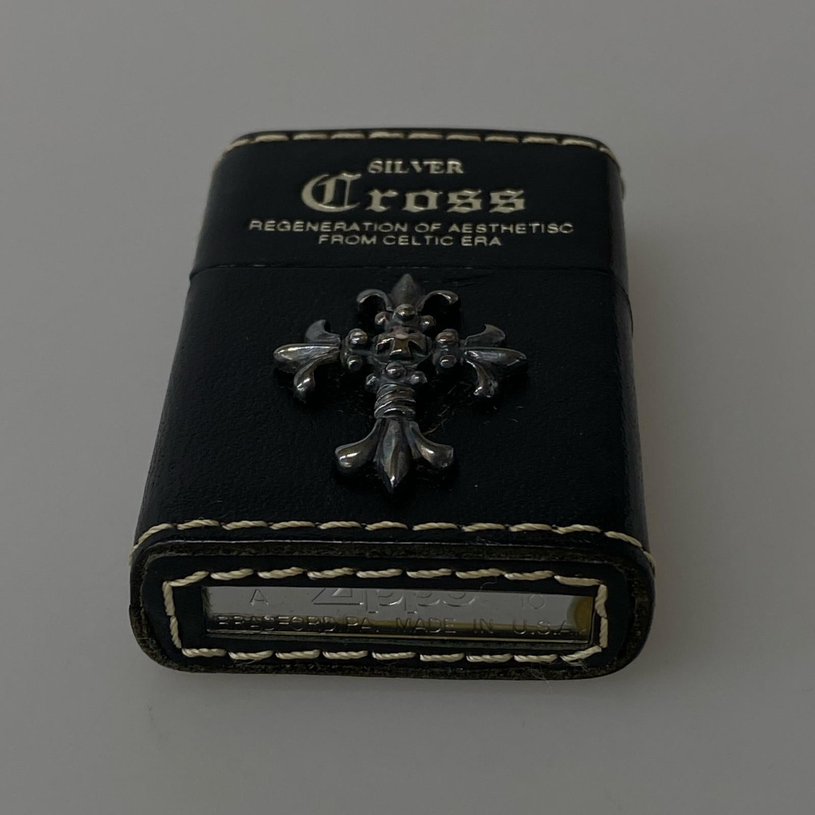 ライター USA製 SILVER Cross レザー ブラック