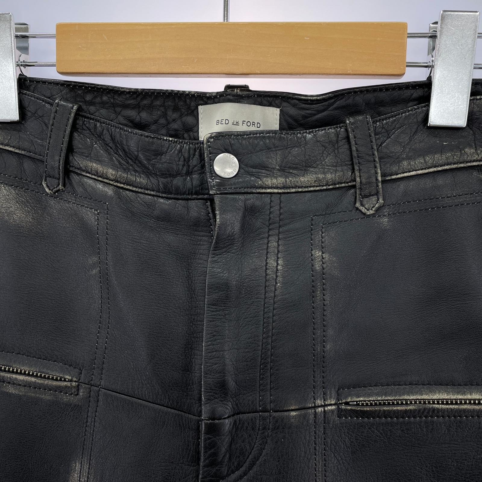 パンツ BED J.W. FORD 18AW Layered pants ver.1 レザーパンツ 1 ブラック ブラック