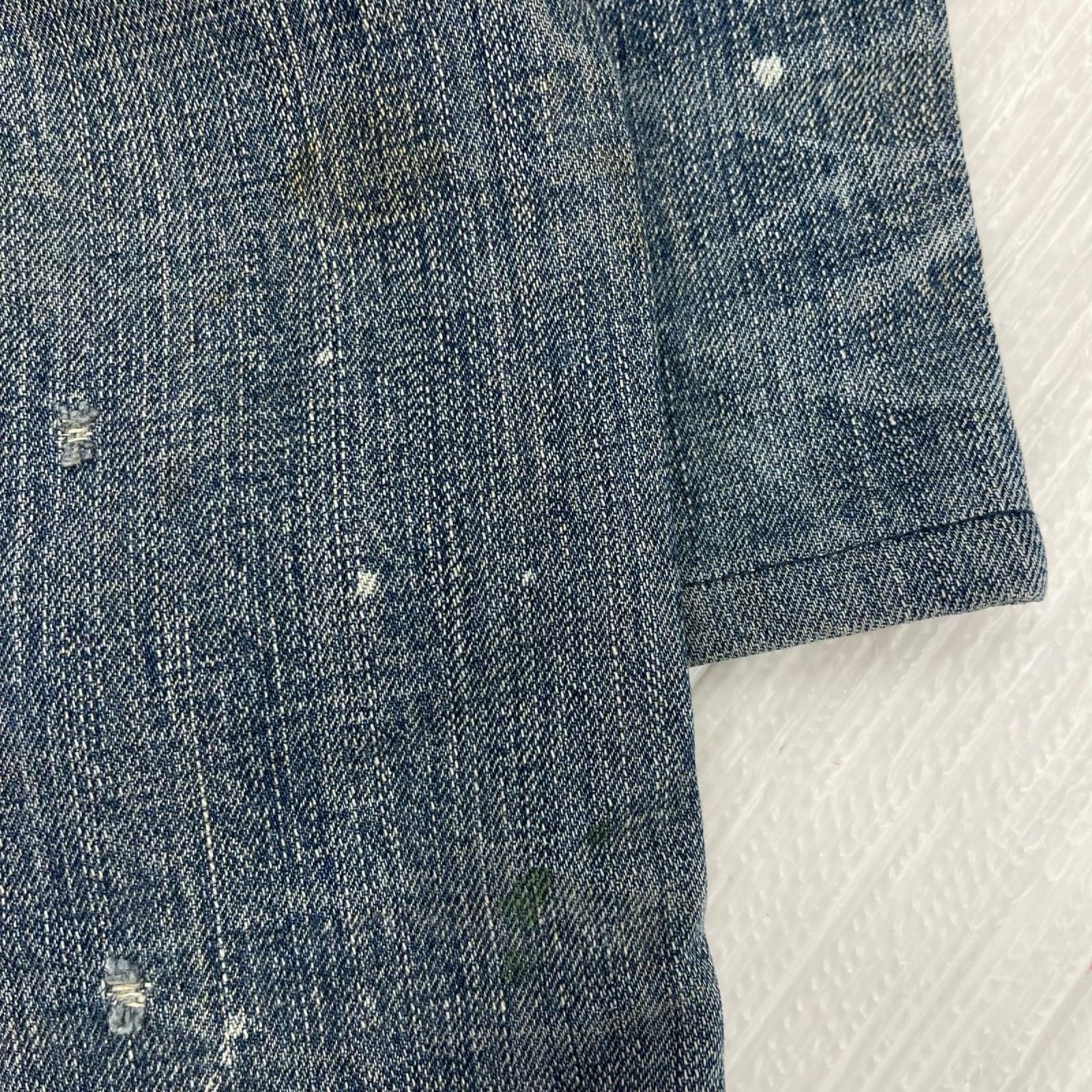 デニムパンツ ダメージリペアデニム 2 青 S ブルー