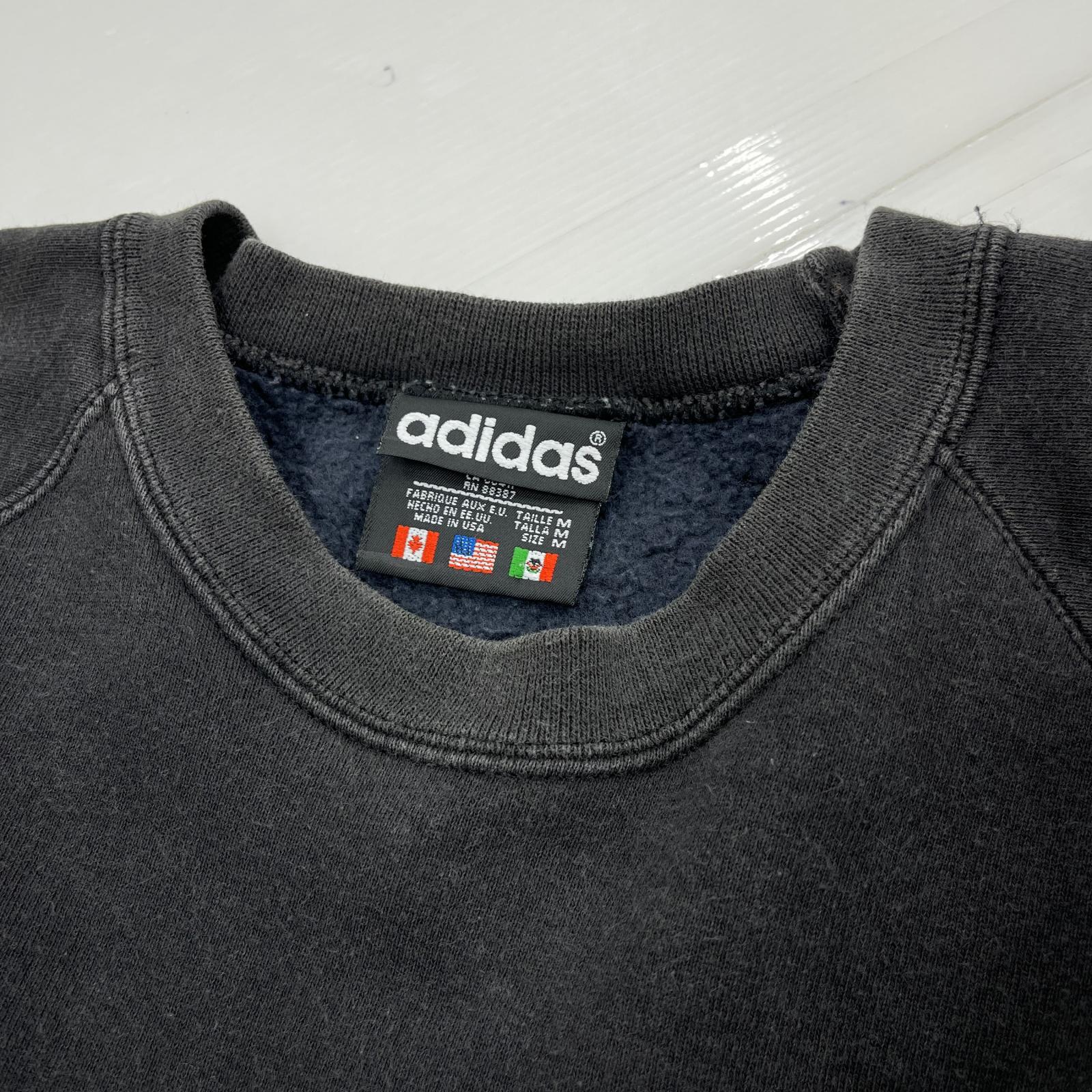 スウェット adidas 80~90s 万国旗タグ トレフォイル刺繍スウェット M ブラック M ブラック