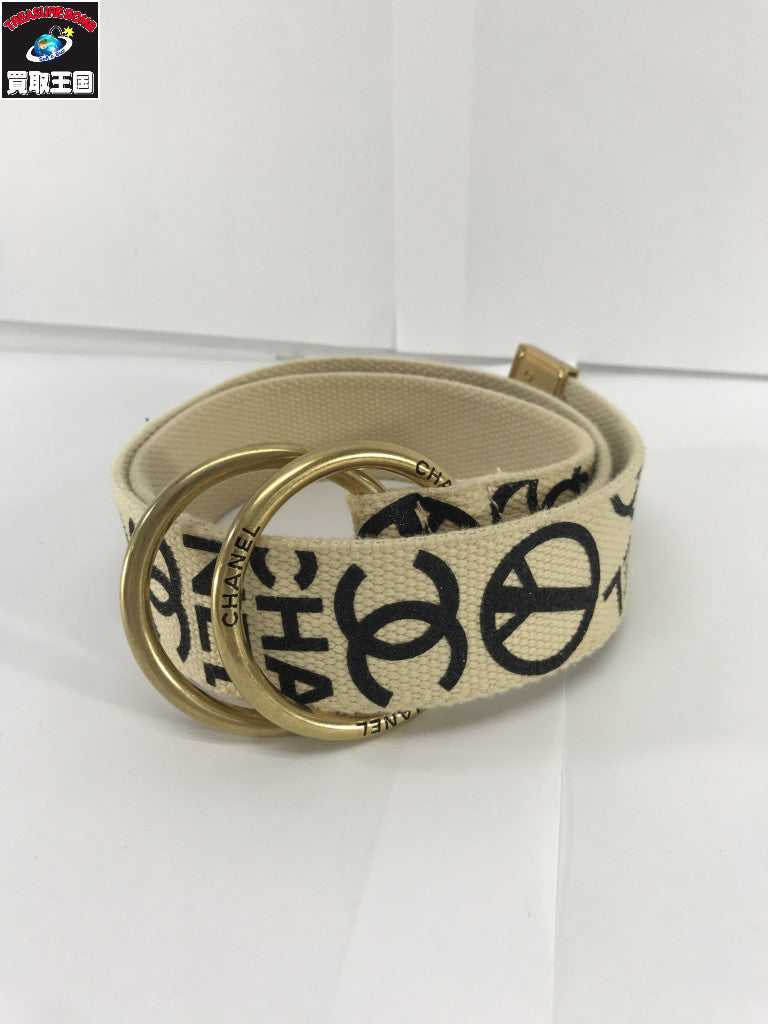 キャンバス リングベルト グラフィティ ベージュ