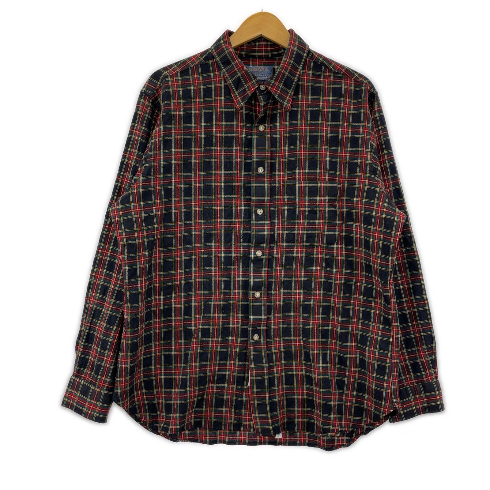 長袖シャツ 70s ウールチェックシャツ/サイズXL