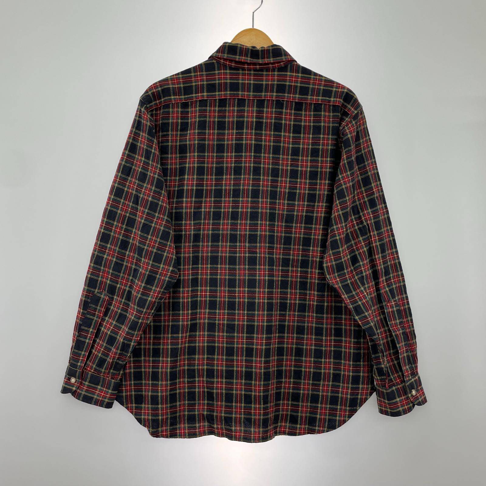 長袖シャツ 70s ウールチェックシャツ/サイズXL