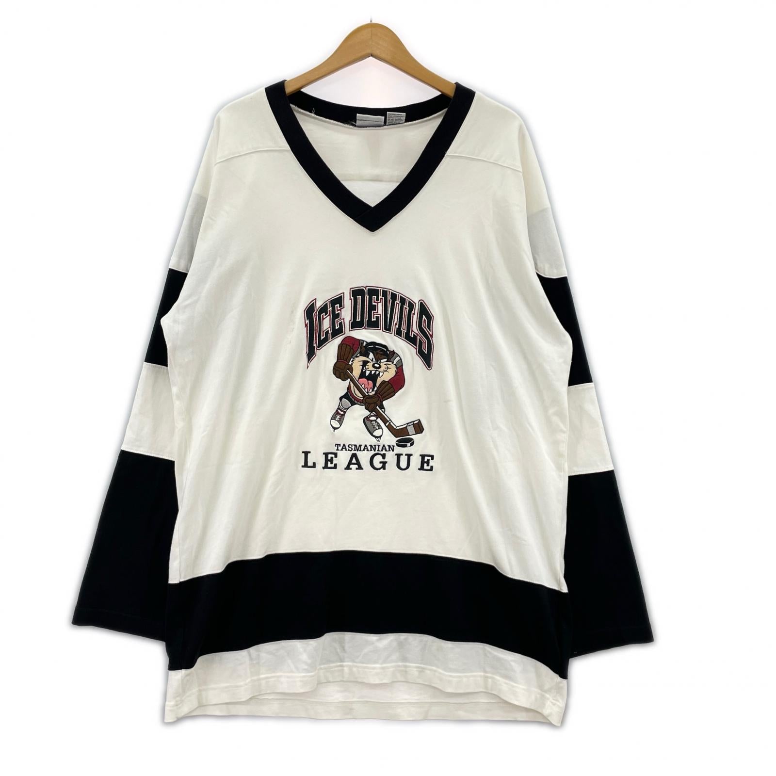 長袖Tシャツ 90s LOONEY TUNES ホッケーシャツ L L ホワイト