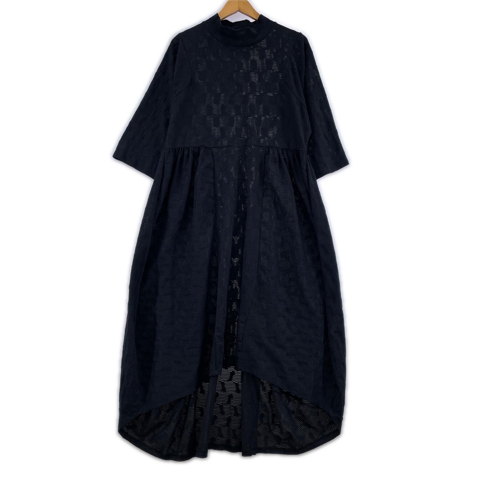ワンピース Henrik Vibskov Very Turtle Dress ジャガード シースルーワンピース L L ブラック