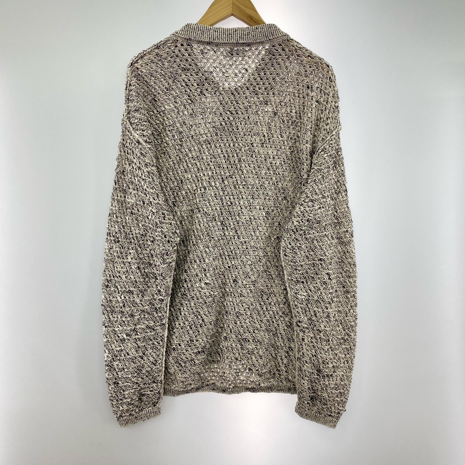 カーディガン Cotton Mesh Knit Shirt Cardigan 3 ブラック