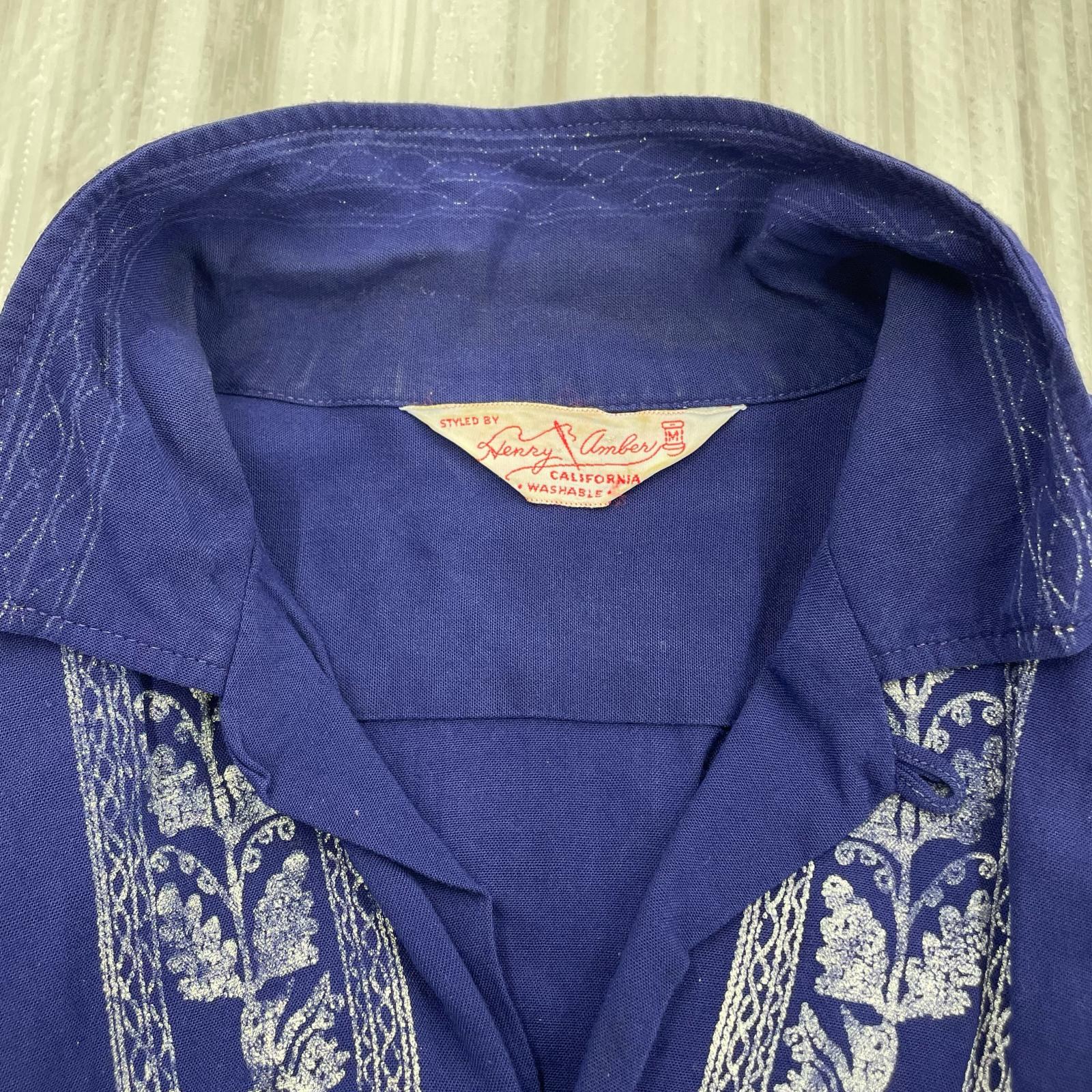 半袖シャツ Henry amber 半袖 ボーリングシャツ ネイビー M M ネイビー
