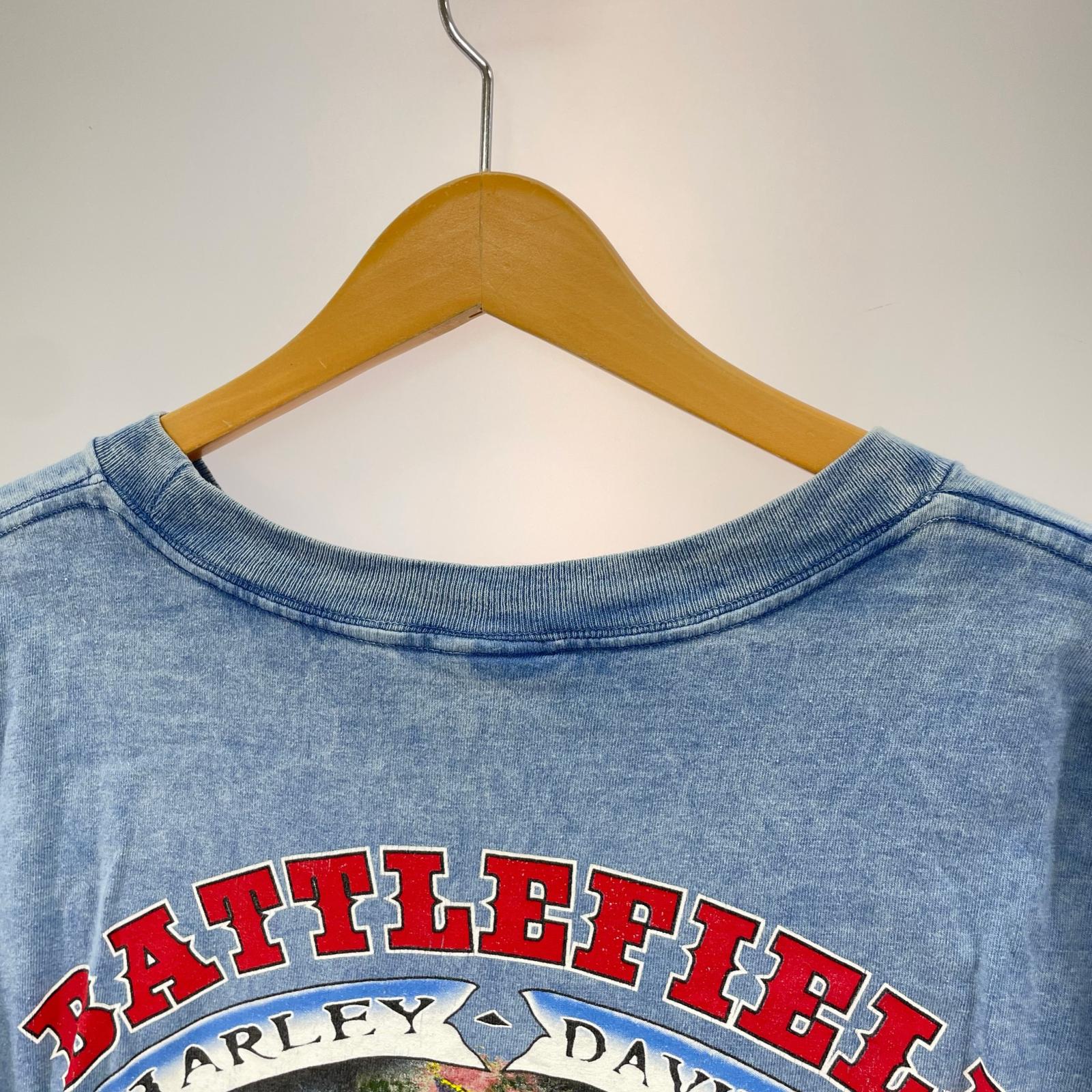 半袖Tシャツ USA製/BATTLEFIELD/両面/青 ブルー