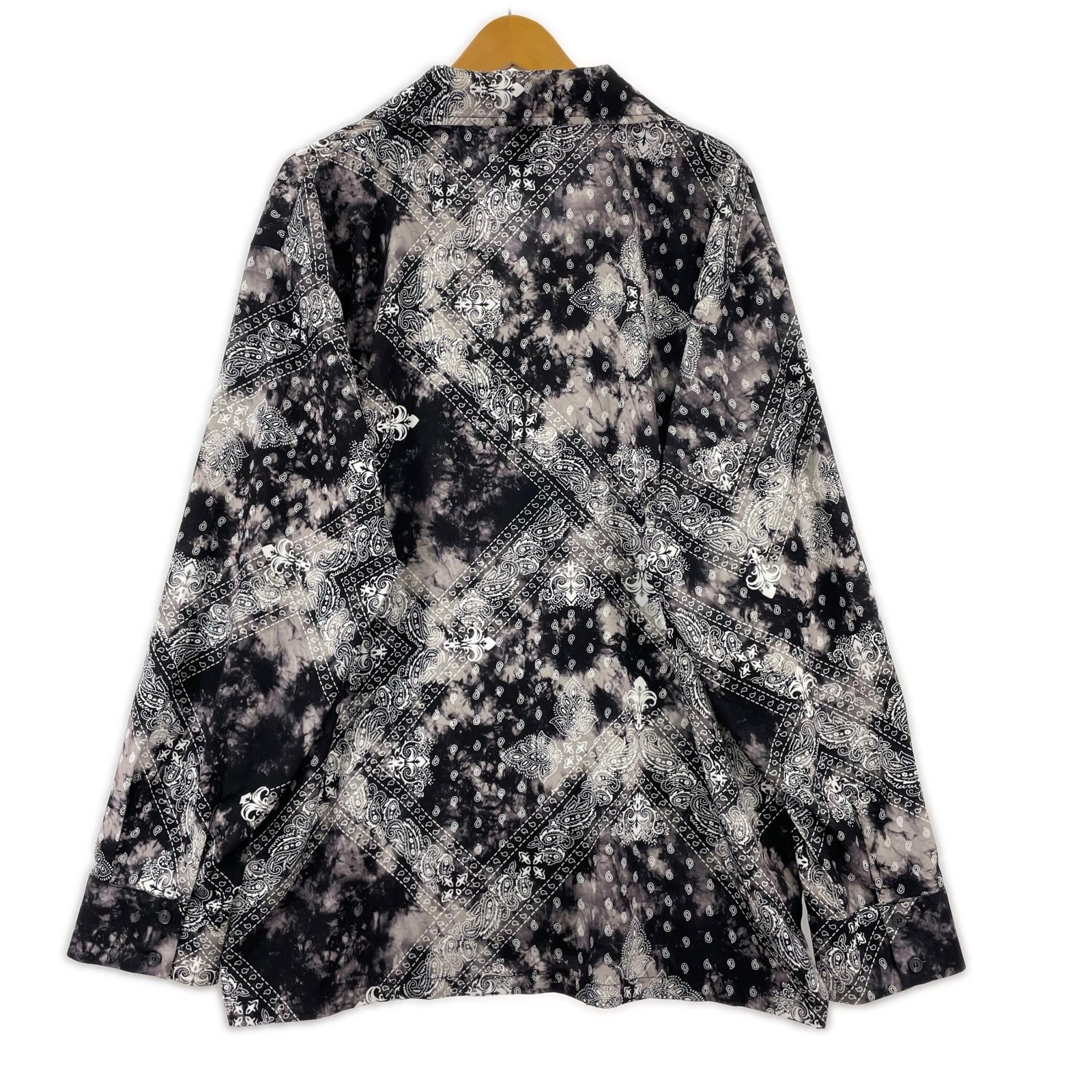 長袖シャツ ペイズリー柄シャツ L ブラック