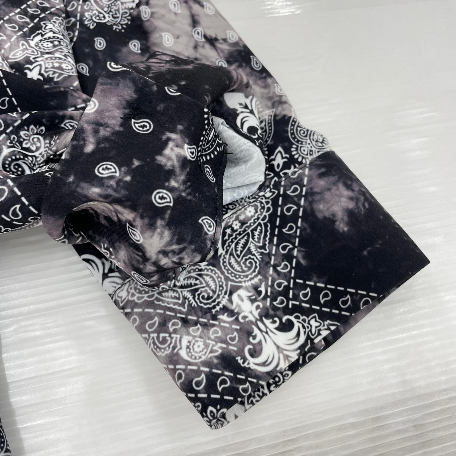長袖シャツ ペイズリー柄シャツ L ブラック