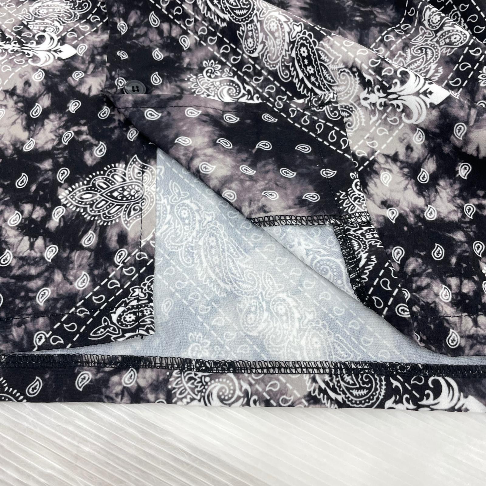 長袖シャツ ペイズリー柄シャツ L ブラック
