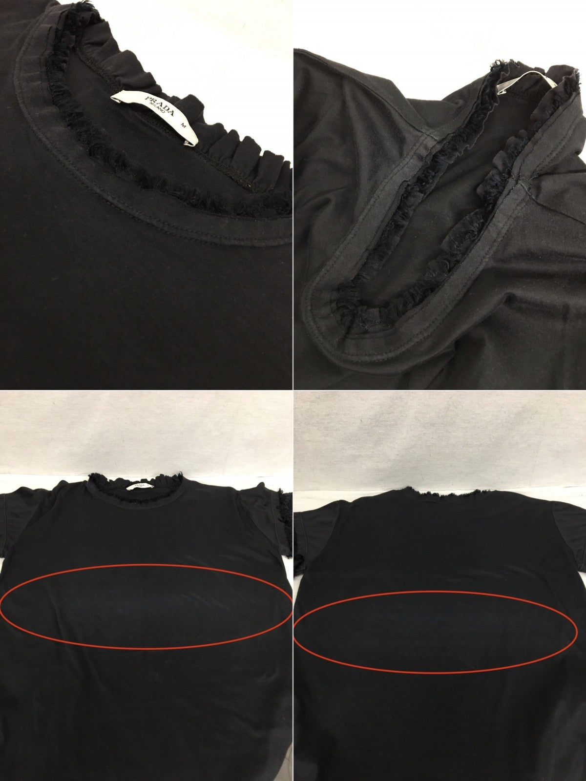 PRADA フリル Tシャツ プラダジャパン正規品 (M) ブラック