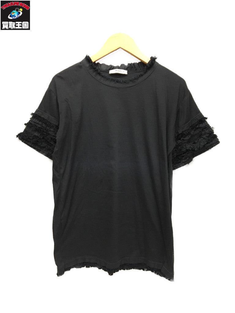 PRADA フリル Tシャツ プラダジャパン正規品 (M) ブラック