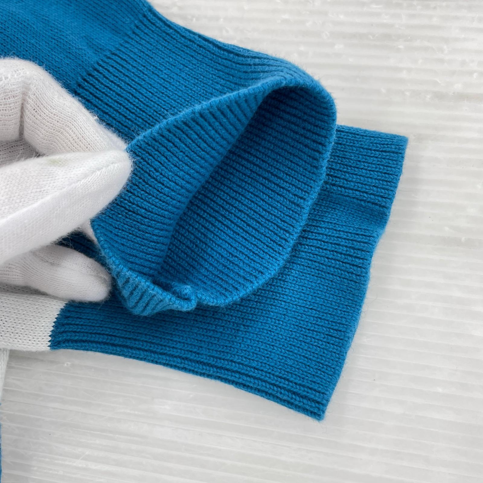 カーディガン 柄ニットカーディガン 青 M ブルー