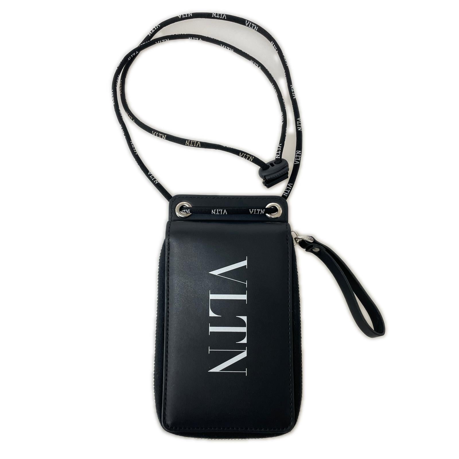 ショルダーバッグ VLTN BlackLeatherNeckWalet ブラック