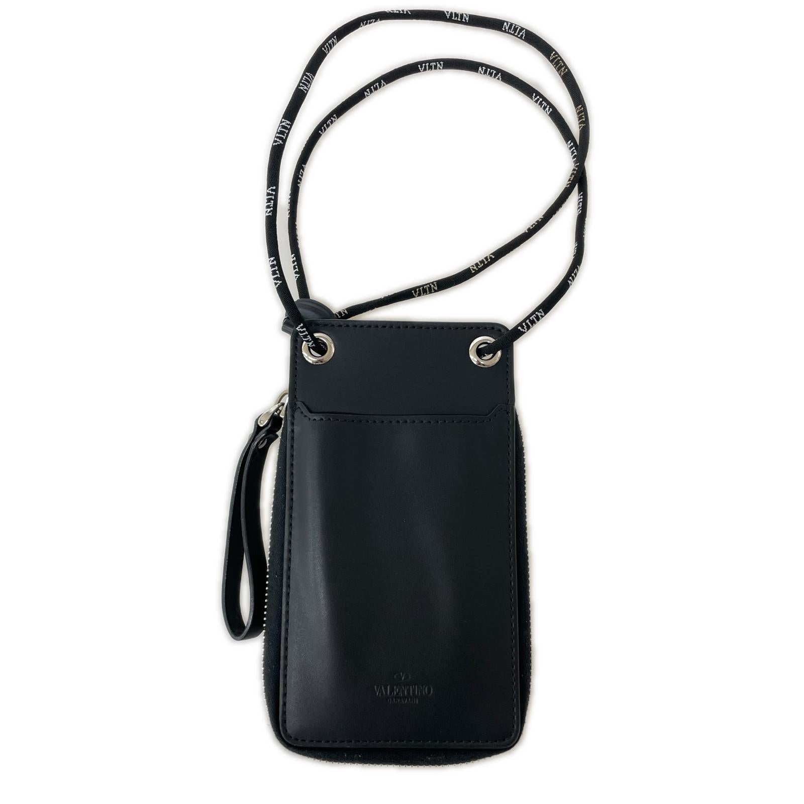 ショルダーバッグ VLTN BlackLeatherNeckWalet ブラック