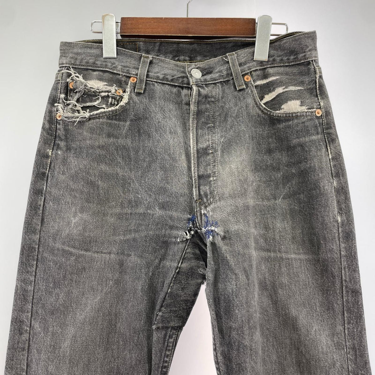 デニムパンツ 90s 501 メキシコ製 ブラック リペア (30) 30 ブラック