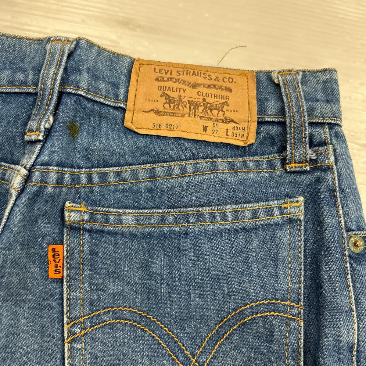 デニムパンツ 70s オレンジタブ 516-0217 MACAU製 (27) 27 ブルー