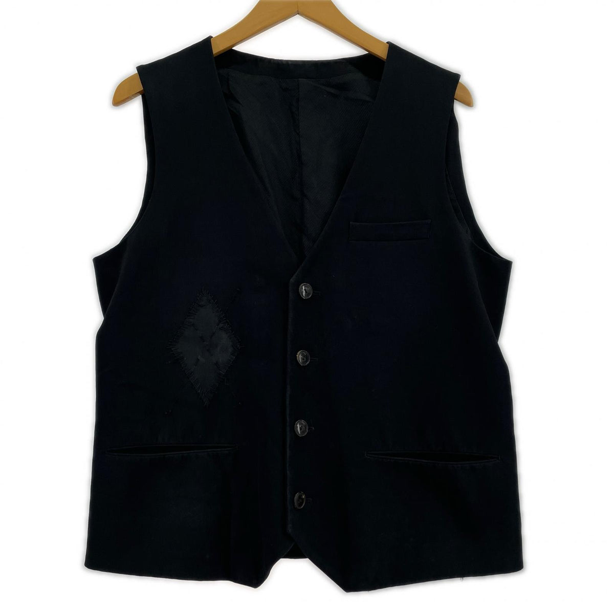 長袖シャツ 06AW NOIR期 アーガイルパッチ シルクベスト 3 ブラック